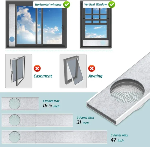 Vista 4 de Daisypower Kit de ventana de aire acondicionado portátil con aislamiento de espuma, aislamiento térmico y ruido, paneles de sellado ajustables