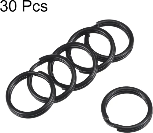 Vista 2 de uxcell Llaveros divididos de 0.591 in, conector de salto abierto para bolsa de mano con cremallera, hierro de pintura electroforética, paquete de 30