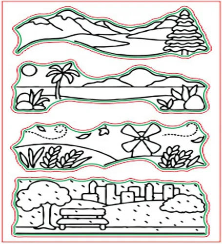 Vista 4 de Juego de sellos y troqueles transparentes de paisajes lluviosos y nevados para hacer tarjetas, plantillas de corte para álbumes de recortes, álbum