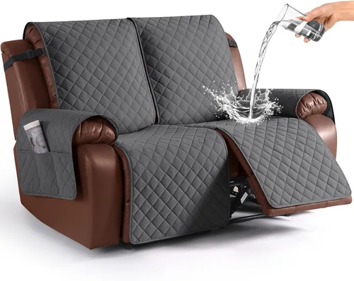 Vista 19 de KinCam Funda impermeable para sofá biplaza reclinable, funda antideslizante para sofá reclinable de 2 asientos, funda de sofá reclinable, protector