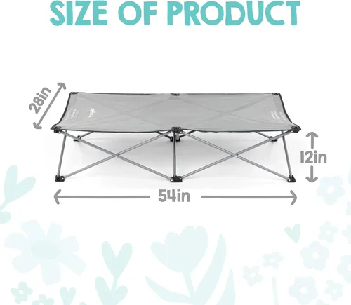 Vista 4 de Regalo My Cot - Cama portátil extralarga, incluye una sábana bajera, gris, 54 x 28 x 12 pulgadas, paquete de 1 unidad
