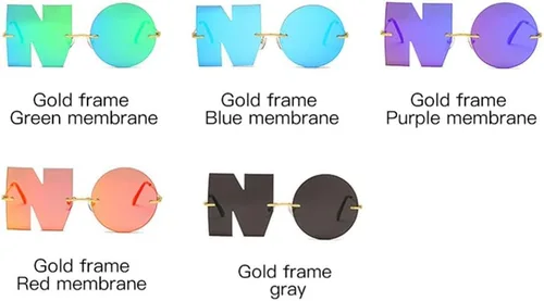 Vista 8 de ENTHYI Gafas de sol irregulares sin montura del diseño de la letra NO del partido para los hombreslas mujeres UV400 Streetwear Eyewears