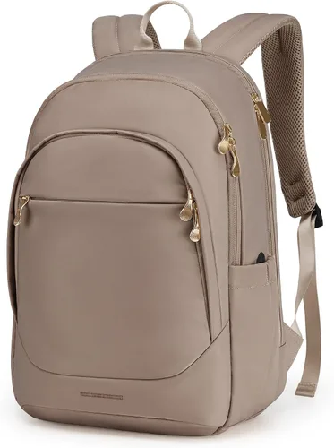 Vista 8 de LIGHT FLIGHT Mochila de viaje para mujer, mochila para laptop de 17.3 Beige