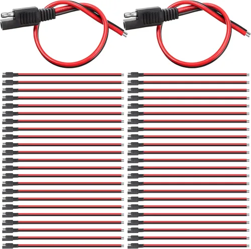 Vista 7 de Frienda Paquete de 8 cables de extensión de conectores rápidos SAE de 10 AWG de 2 pines, conectores de 1 pie de 12 V para desconectar el arnés