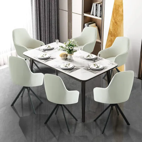 Vista 7 de Iauddy Funda de Silla Giratoria de Acento para Comedor para Oficina, Funda Elástica para Silla de Escritorio de Oficina de Respaldo Medio Protector