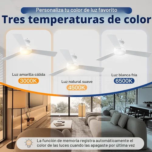 Vista 3 de Ventiladores de techo con luces, ventilador de techo de 42 pulgadas con luz y control remoto, ventiladores de techo de montaje empotrado de perfil