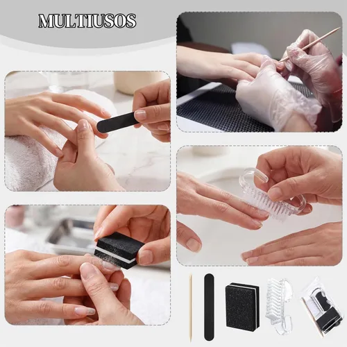 Vista 3 de 100 juegos 4 en 1 kit de manicura desechable a granel, negro