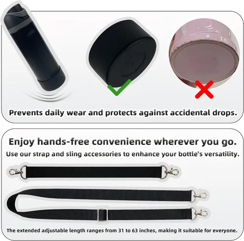 Vista 3 de Silicone Boot Set for Owala Water Bottle 24 oz, 32 oz, 40 oz - Includes Non-Slip Sleeve, Shoulder Strap & Handle Strap, Perfect Owala Accessories