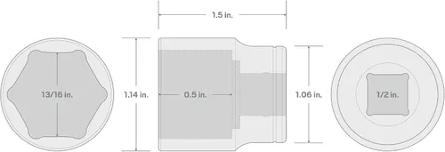 Vista 127 de TEKTON Llave de vaso poco profunda de 6 puntos de 1/2 pulgada de cuadradillo x 1-5/16 pulgadas SHD22033