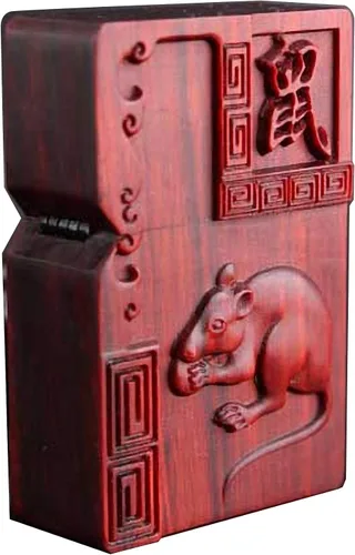 Vista 41 de Caja de carcasa de madera natural Huanghuali tallada en palisandro para módulo Zippo (oración budista)