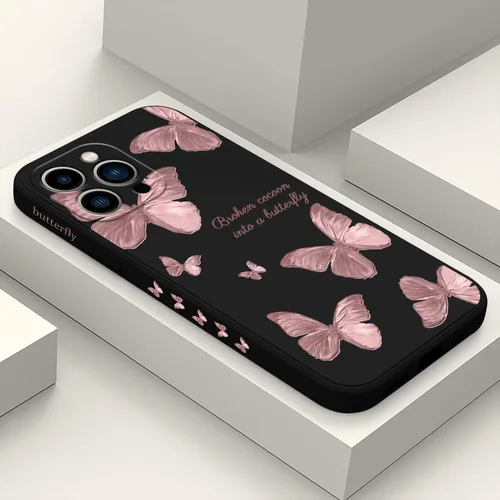 Vista 25 de LEECG Funda para iPhone 13 con diseño de mariposas y flores, diseño de astronauta, funda de teléfono con forro de microfibra suave, funda delgada