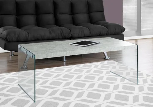 Vista 2 de Mesa de café, mesa de cóctel de vidrio templado, Madera, gris