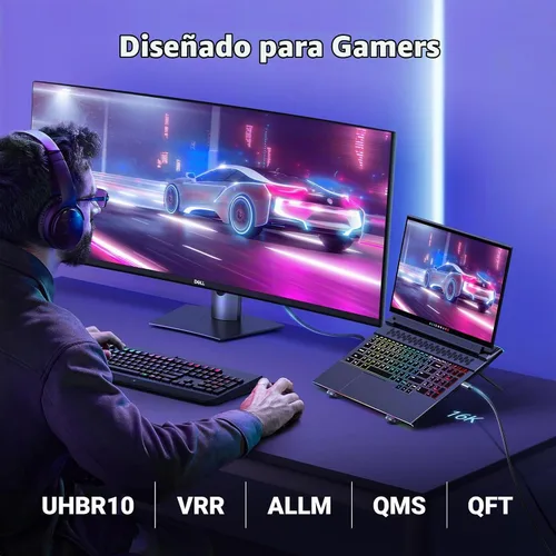 Vista 3 de UGREEN Cable USB C a DisplayPort 2.1 16K@30Hz 8K@120Hz 40Gbps Thunderbolt 4/3 a DisplayPort Cable Trenzado de Aluminio Compatible con iPhone 17/16