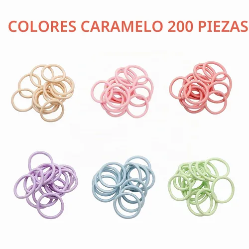 Vista 3 de 200 piezas de gomas elásticas para el cabello, sin pliegues, pequeños sujetadores de cola de caballo para niños, niñas, bebés y niños pequeños