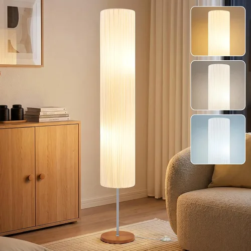 Vista 10 de GyroVu Lámpara de pie para sala de estar, lámpara alta de columna ajustable de temperatura de color, lámpara de pie con base de nogal lámpara de pie