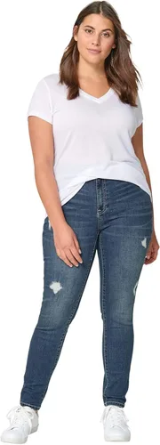 Vista 4 de Ellos Jeans ajustados desgastados de talla grande para mujer