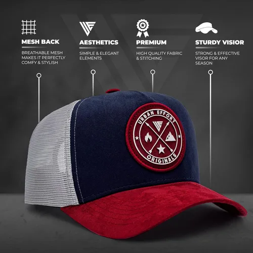 Vista 16 de Urban Effort Gorra trasera de malla, para hombres y mujeres, gorra de béisbol de 5 paneles, gran cierre a presión para caza y senderismo