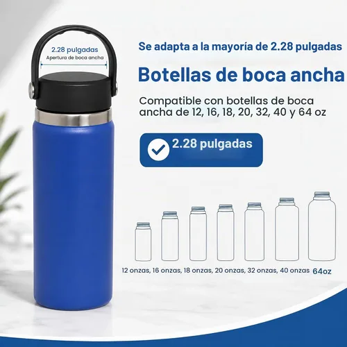 Vista 6 de Tapa para Hydro Flask de 12 16 18 20 32 40 64oz Boca Ancha, Tapa de repuesto para Thermoflask, Iron Flask, Takeya y más Botellas de Boca Ancha de 1