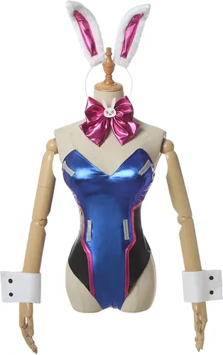 Vista 2 de NSPSTT Disfraz de conejo para mujer disfraz de Dva de conejo traje sexy para cosplay de Hana Song Claro