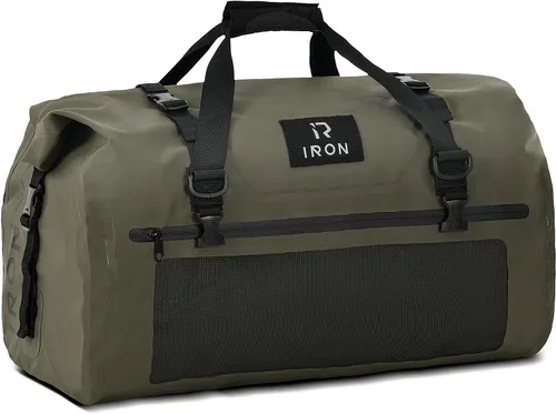 Vista 8 de BORLENI Bolsa de lona impermeable para motocicleta, bolsa trasera de equipaje con gran espacio de almacenamiento, cierre superior enrollable