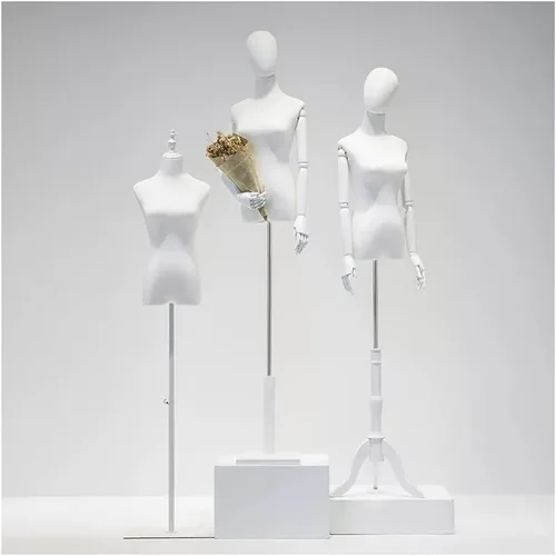 Vista 2 de Vestido femenino ajustable forma maniquí torso 51.2-72.8 in - Perfecto para ropa, exhibición de joyas y costura, incluye brazos/cabeza y base