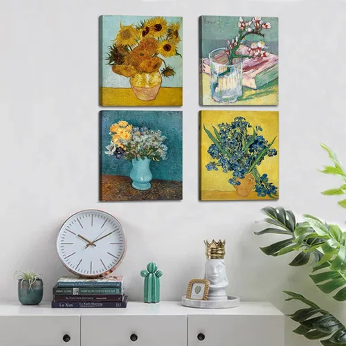 Vista 6 de dgbtcart Girasoles Lirios Florero de Flores por Vincent Van Gogh Arte de Pared en Lienzo, Reproducciones de Pinturas Clásicas Impresiones Obra