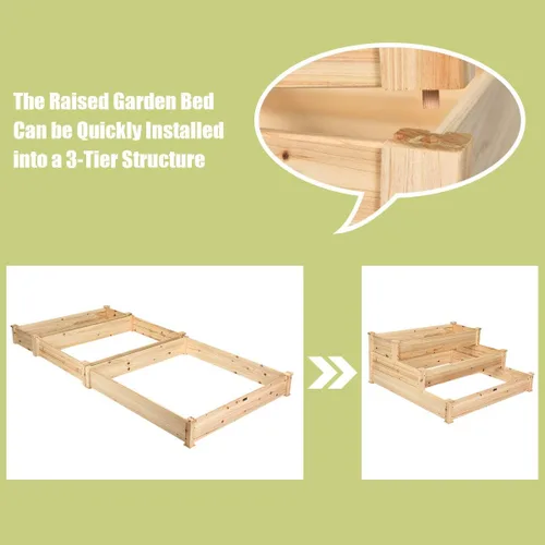 Vista 4 de Giantex Cama de jardín elevada de 3 niveles, maceta para exteriores, caja de cultivo de flores vegetales, kit de cama elevada elevada, contenedor