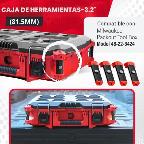 Vista 2 de Alpha Engineered Rieles de Repuesto Roscados Packout de 3.2" (81.5mm) Compatibles con Caja de Herramientas Milwaukee Packout 48-22-8424 - Rieles