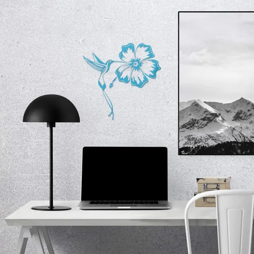 Vista 7 de Adhesivos transparentes de tatuaje de colibrí e hibisco (azul celeste) Calcomanías de vinilo impermeables prémium para teléfono portátil, accesorio