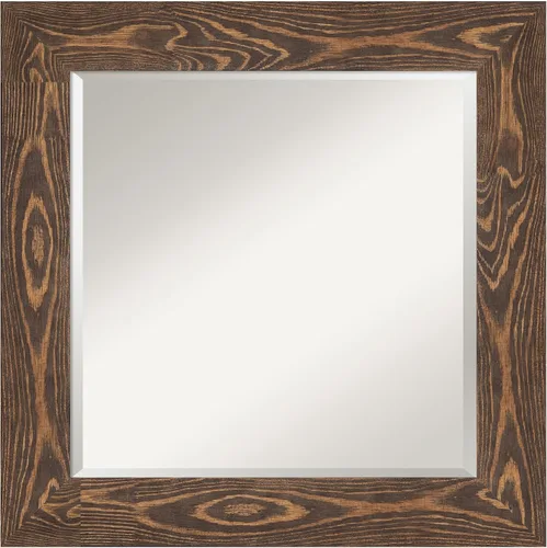 Vista 52 de Amanti Art Espejo de pared marrón de 26 x 22 pulgadas, espejo rectangular de baño de Alejandría marrón rústico para decoración de pared, sala