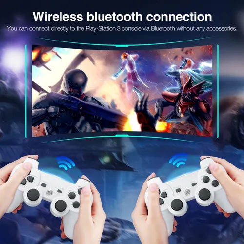 Vista 4 de Powerextra Controller Compatible with PS-3, Wireless 2 Pack High Performance Gaming Controller with Upgraded Joystick Double Vibration for PS-3