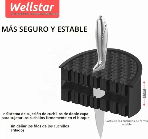 Vista 6 de Soporte de bloque de cuchillos de carne de 5,5" sin cuchillos - Solo soporte de bloque de almacenamiento de cuchillos de carne de cocina
