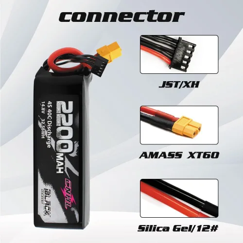 Vista 2 de CNHL Batería Lipo de 2200 mAh 4S 40C 14.8V batería lipo con XT60 para avión RC RC Quadcopter RC Evader BX Car Truggy Truck Boat (2 paquetes)