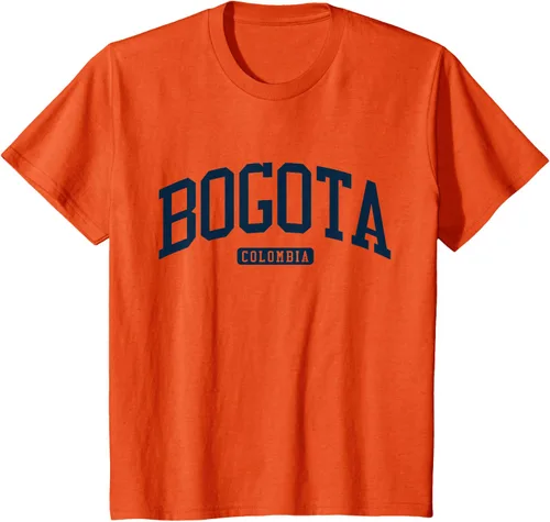 Vista 33 de Bogotá Colombia College University Style Camiseta azul marino, Blanco