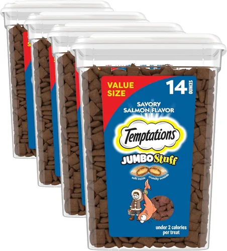 Vista 11 de Temptations Jumbo Stuff - Golosinas crujientes y suaves para gatos, salmón, 14 onzas Bigger than Classic Temptations, crunchy outside, soft