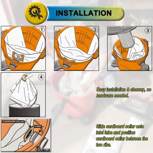Vista 4 de SpaceTent Paquete de 5 bolsas de filtro rígidas VF3503 para aspiradora de repalement Shop Vac tamaño B para aspiradoras Ridgid de 5, 6 a 9 galones