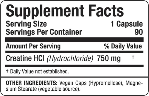 Vista 4 de ALLMAX Essentials Creatina HCL, 750 mg, 90 cápsulas