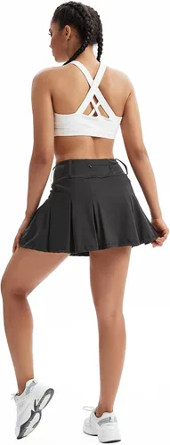 Vista 4 de Blaosn Faldas de tenis fluidas para mujer, para entrenamiento, atletismo, golf, faldas plisadas, con pantalones cortos, cintura alta, ropa linda