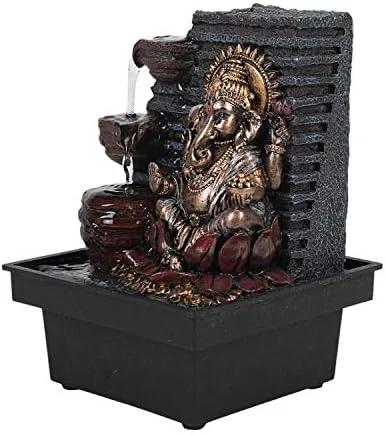 Vista 2 de Pacific Giftware Dios hindú con cabeza de elefante Ganesha que fluye fuente de agua de resina para decoración del hogar