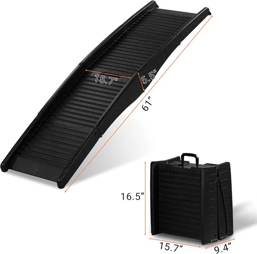 Vista 2 de Outvita Rampa para perros, rampa plegable para mascotas de 61 pulgadas para automóvil, SUV, camión, cama, fácil acceso para perros grandes