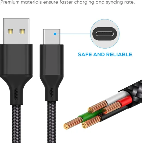 Vista 3 de FYOUNG Cable de carga para PlayStation 5Xbox Series XSpara Switch OLEDSwitch LiteSwitch 2 Controller, cable de carga rápida USB tipo C trenzado