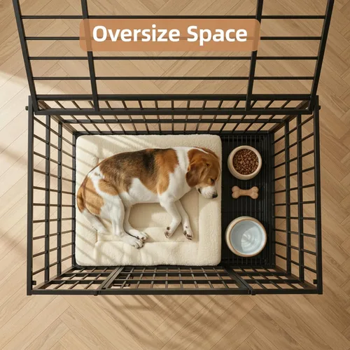 Vista 8 de VOWNER Jaula para perros indestructible de 38 pulgadas, resistente a prueba de escapes, con 4 ruedas bloqueables, jaula para perros de alta ansiedad