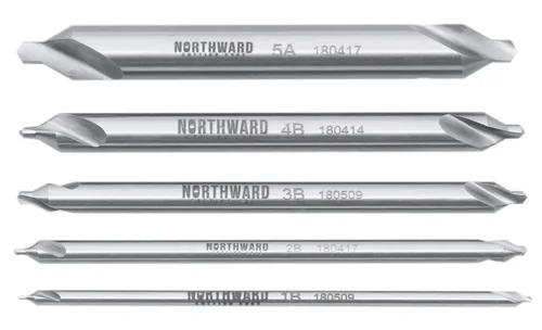 Vista 6 de Accusize - Juego de brocas centrales largas, #1-#5, 3/64"-3/16", 5-Pc, M2 HSS, 3560-1001 4.0 in OAL, Acero de Alta Velocidad M2, Estilo Liso