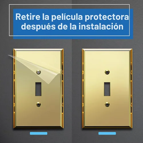 Vista 4 de LIDER - Placa de pared reflectante para interruptor de palanca, de gran tamaño, 1 banda, acrílico Dorado
