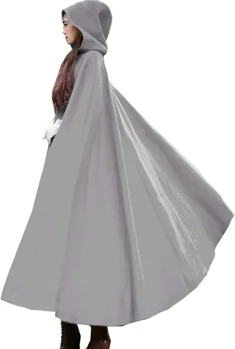 Vista 6 de Flygo Capa con capucha de mezcla de lana para mujer, capa de otoño e invierno con capucha, resistente al viento, poncho abrigo maxi