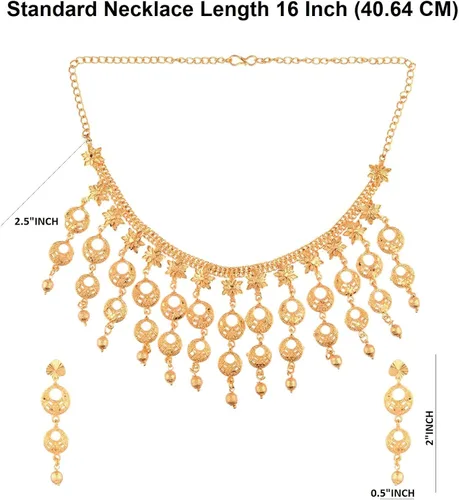 Vista 4 de Efulgenz Indian Style Bollywood Fashion Gold Tone Wedding Bridal Tassel Choker Collar Necklace Earrings Jewelry Set