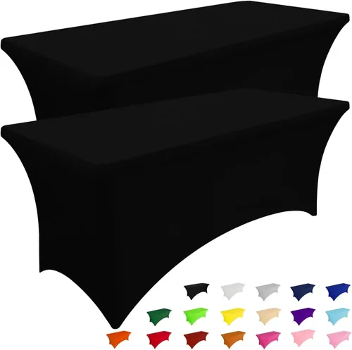 Vista 9 de Smiry Paquete de 2 Manteles de Spandex de 6 Pies, Manteles Elásticos Ajustables Extensibles, Lavables y Sin Arrugas, Cubierta Rectangular para Mesa