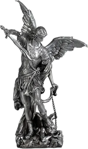 Vista 11 de BC - Estatua de San Miguel católico, figura de arcángel de 12 pulgadas de alto, protector de los fieles, decoración católica del hogar, escultura