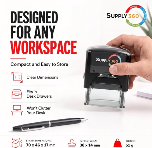 Vista 8 de Imprint 360 AS-IMP1001 - Copia Client S, sello de goma autoentintado de calidad comercial resistente, tinta roja, tamaño de impresión de 9/16" x