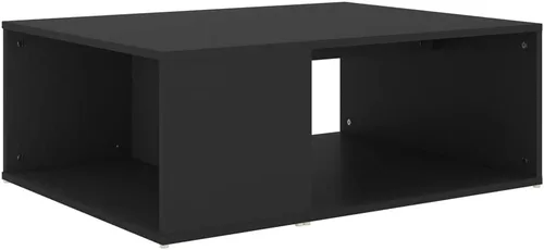 Vista 3 de Mesa de centro de madera de ingeniería negra, muebles rectangulares de sala de estar, 35.4 x 26.4 x 13.0 pulgadas, elegante mesa de centro para sala